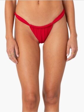 edikted Red Soraya Ruched Bikini Bottom